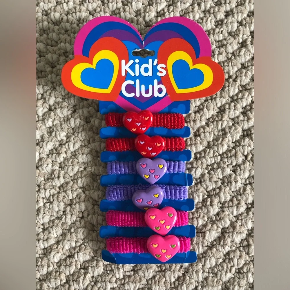 New Kid's Club Children Heart Charm Hair Ties Set